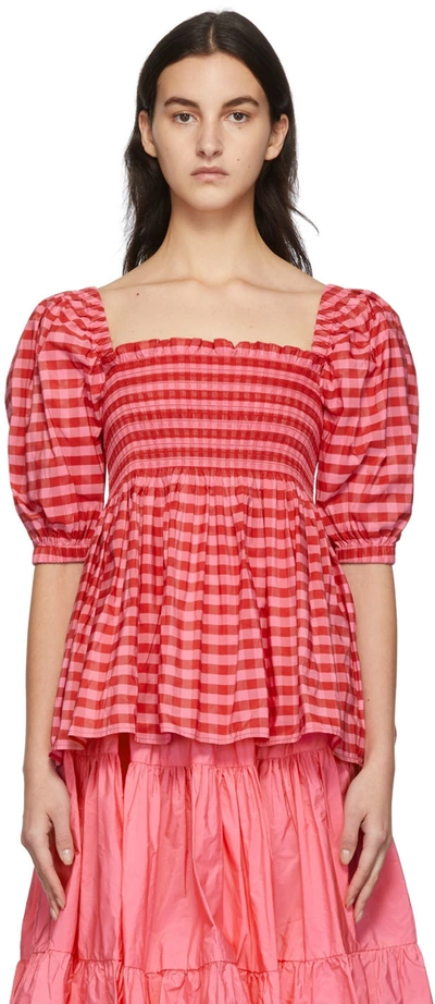 Shop Molly Goddard Pink & Red Axel Blouse In Pink_red
