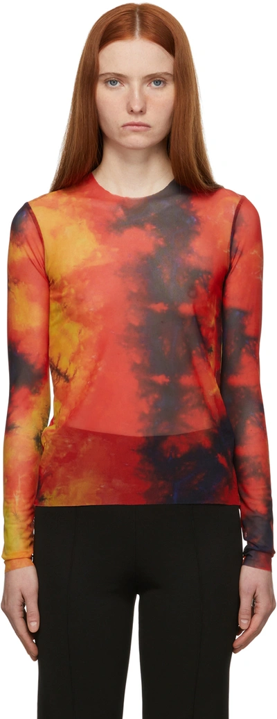 Marques' Almeida Orange & Yellow Mesh Long Sleeve T-shirt In Orange/yellow