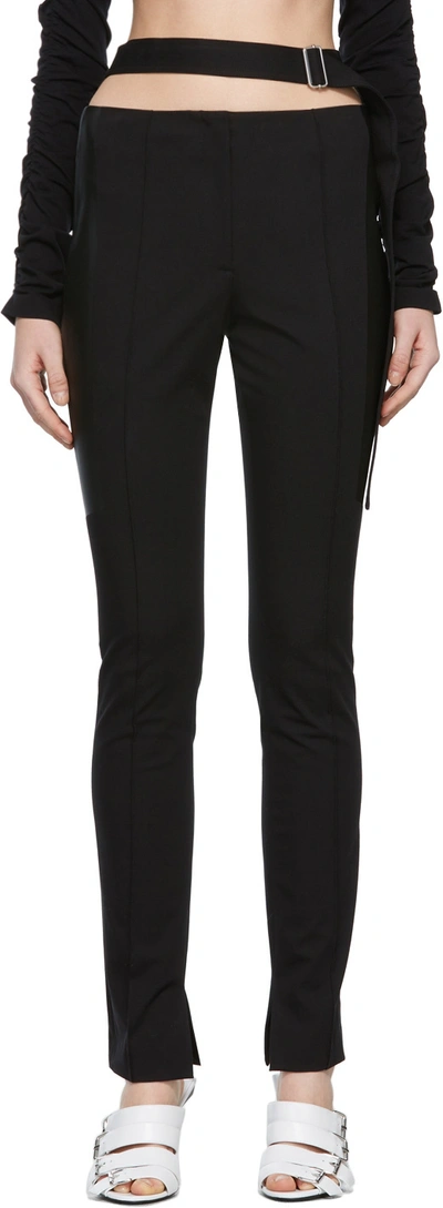 Helmut Lang Panel Waist-strap Skinny Trousers In 001 Black