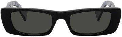 Gucci Black Rectangular Sunglasses In 001 Black