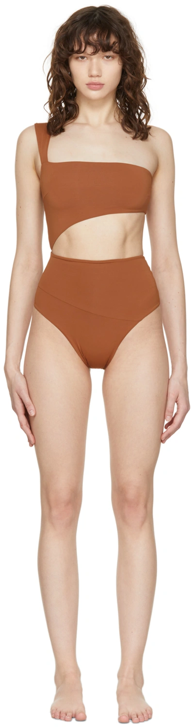 Shop Haight Brown Epe Iu One-piece Swimsuit In 0257 Chocol