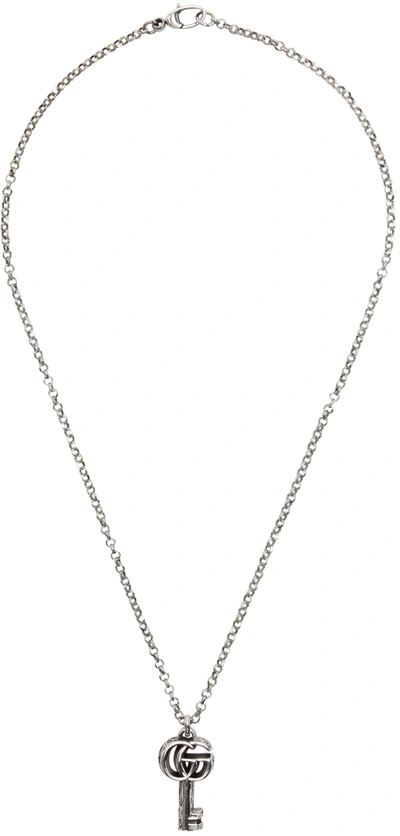 Shop Gucci Silver Gg Marmont Key Necklace In 0701 Argento Aureco