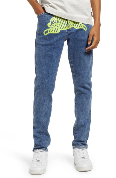 Shop Icecream Neon Lime Jeans In Med Blue Wash
