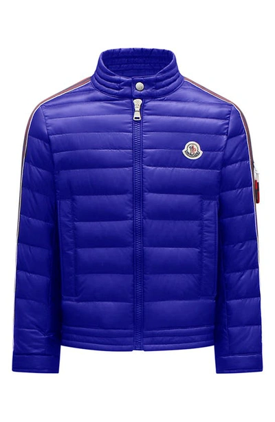 Moncler Kids' Anderm Water Resistant Down Biker Jacket In Cobalt | ModeSens