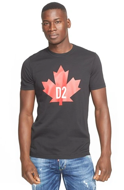 Dsquared2 Maple Leaf Printed Cotton Jersey T-shirt, Black