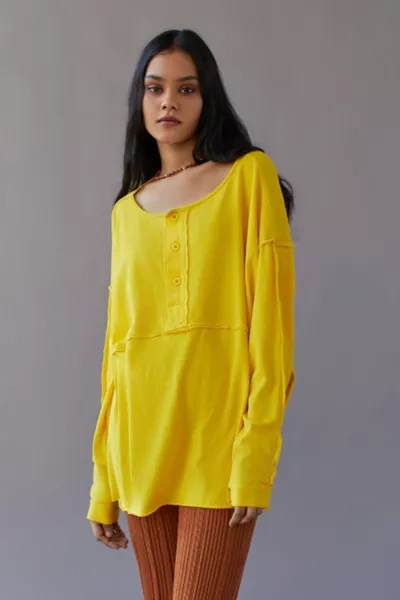 Urban Outfitters Uo Freddie Henley Tunic Top In Yellow | ModeSens