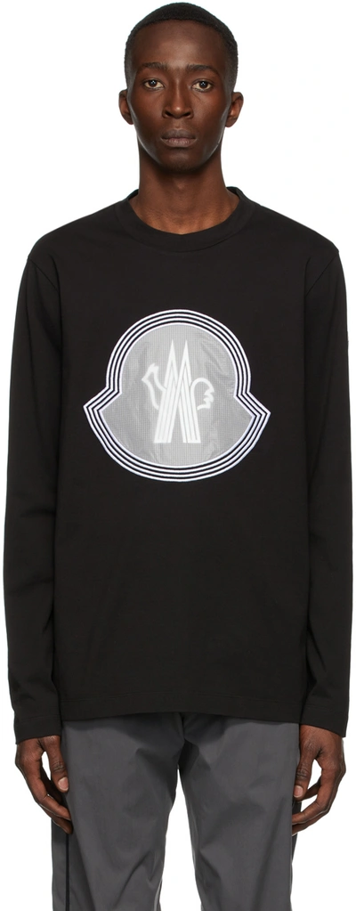 Shop Moncler Black Logo Long Sleeve T-shirt In 999 Black