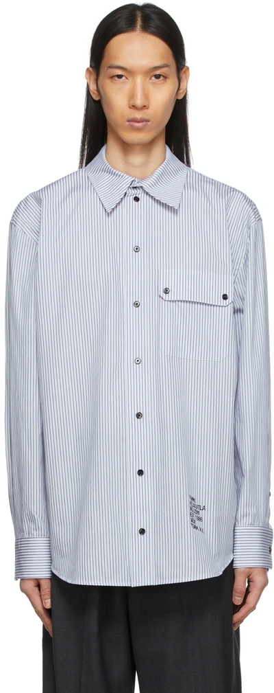 Shop Helmut Lang White & Blue Twin Stripe Shirt In 426 Blue/red