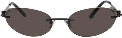 Shop Balenciaga Black Oval Sunglasses In 001 Black