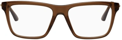 Shop Versace Brown Square Glasses In 5028 Transparent Bro