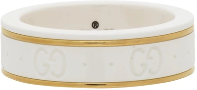 Shop Gucci Yellow Gold Icon Ring In 8062 Oro Bianco