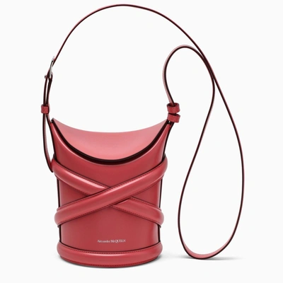 Shop Alexander Mcqueen Coral Leather Small Bucket Bag In Pink