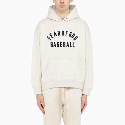 Shop Fear Of God Cream Logo-embroidery Hoodie In Beige