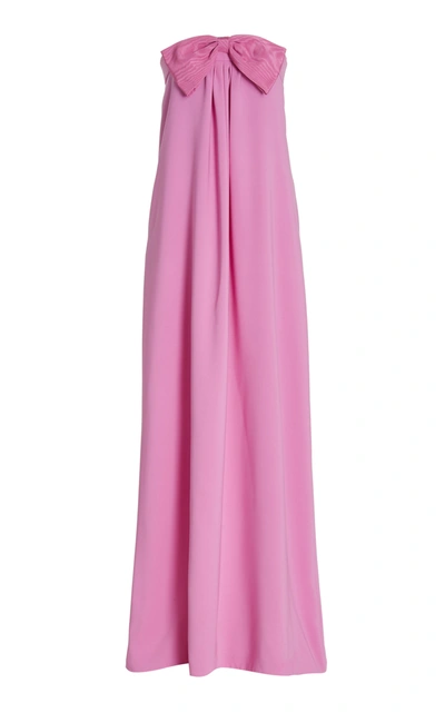 Shop Oscar De La Renta Women's Bow-embellished Strapless Gown In Pink