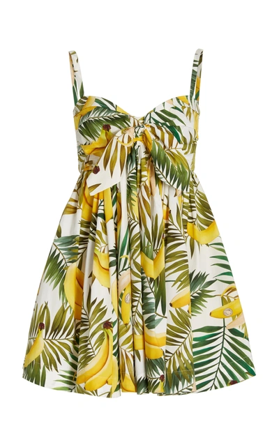 Shop Oscar De La Renta Women's Banana-print Cotton-blend Mini Dress