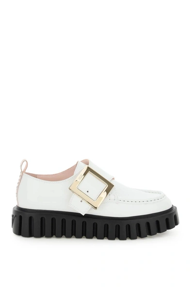 Shop Roger Vivier Viv' Go-thick Patent Leather Moccasin In White
