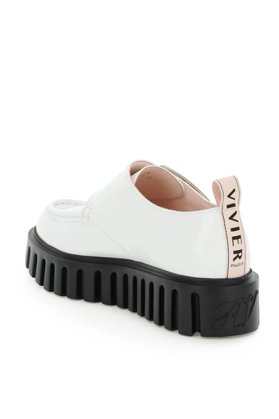Shop Roger Vivier Viv' Go-thick Patent Leather Moccasin In White