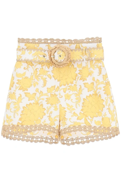 Shop Zimmermann Postcard Belted Shorts In Mixed Colours