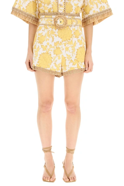 Shop Zimmermann Postcard Belted Shorts In Mixed Colours
