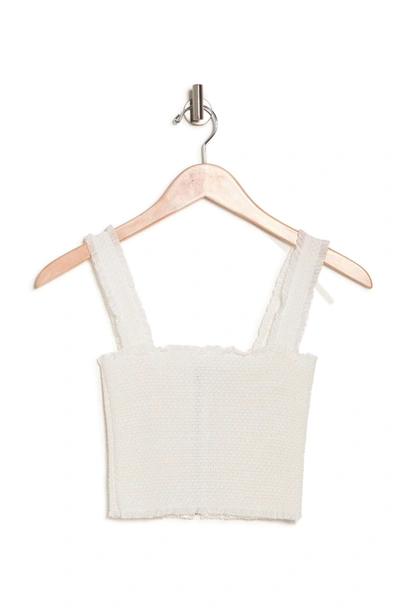 Shop Alice And Olivia Penelope Smocked Ruffle Crop Top In Off White