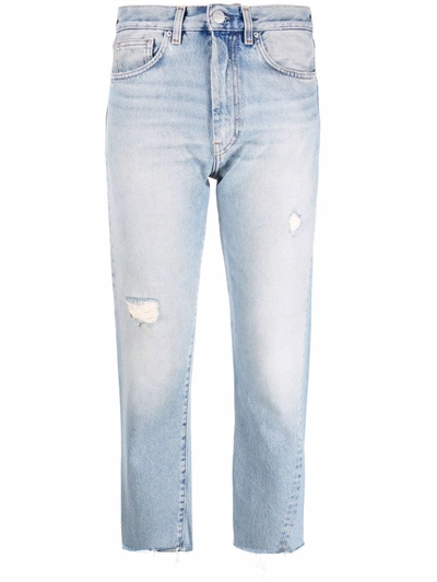 Shop Totême Twisted Seam Denim Cotton Jeans In Blue