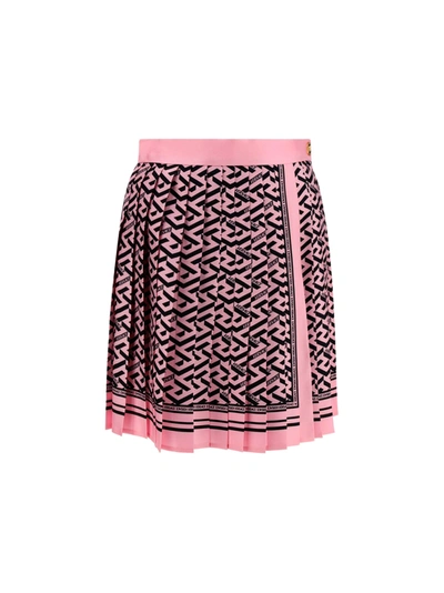 Shop Versace Skirt In Candy+black