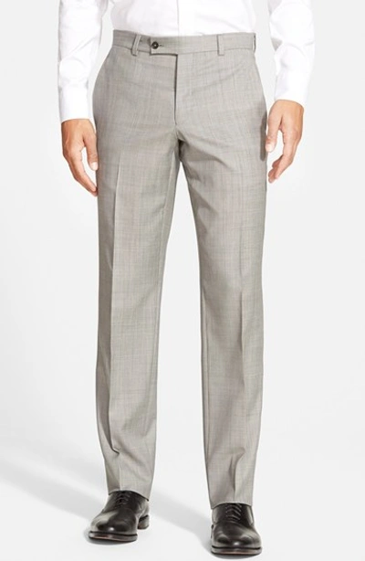 Shop Ted Baker 'jefferson' Flat Front Wool Trousers In Light Grey