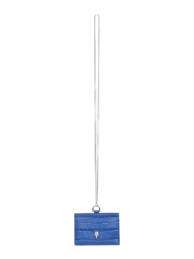 Shop Alexander Mcqueen Card Holder With Chain In Blu