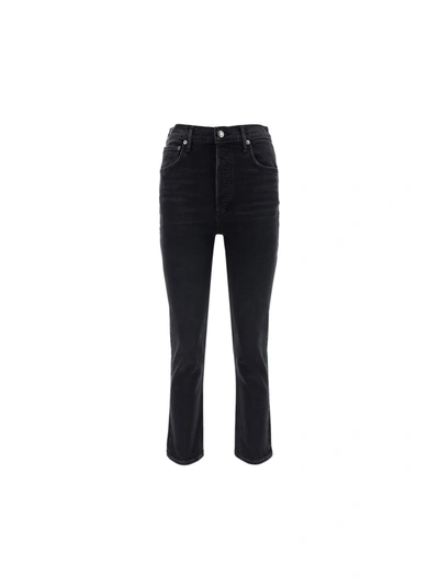 Shop Agolde Riley Jeans In Panoramic (washed Black)