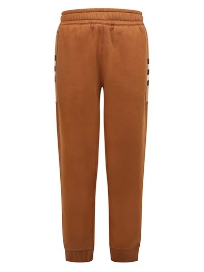 Shop Burberry Check-panel Track Pants In Brown