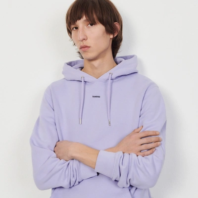 Shop Sandro Embroidered Hoodie In Mauve