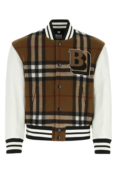 Burberry Wool-blend Check Bomber Jacket In Brown | ModeSens