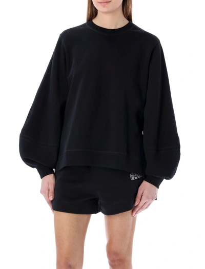 Shop Ganni Isoli Puff Sleeve Sweatshirt In Black