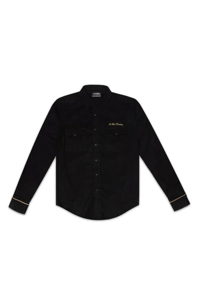 Shop Six Week Residency Classic Western Cotton Shirt In Black/ Gold