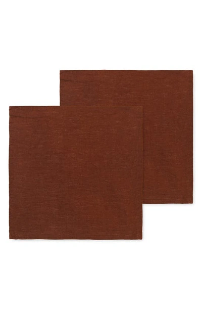 Shop Ferm Living Set Of 2 Linen Napkins In Cinnamon