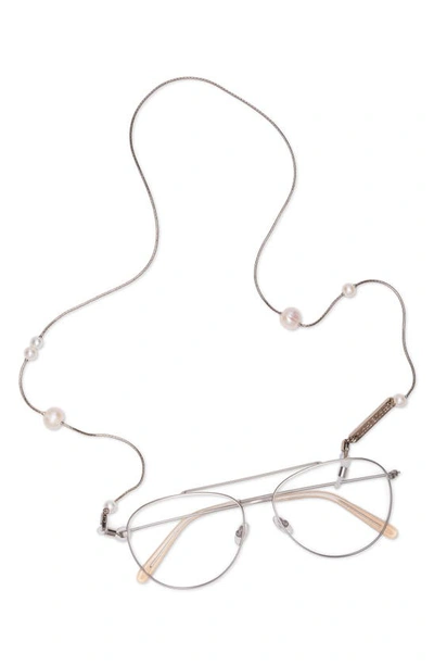 Shop Frame Chain Pearl Eyeglass Chain In White Gold