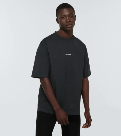 Shop Acne Studios Short-sleeved Logo Cotton T-shirt In Black