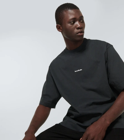 Shop Acne Studios Short-sleeved Logo Cotton T-shirt In Black