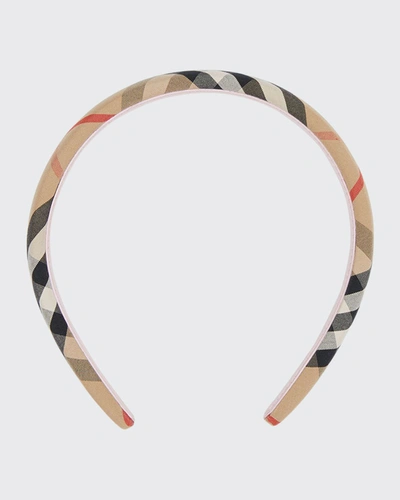 Shop Burberry Girl's Vintage Check Headband In Beige