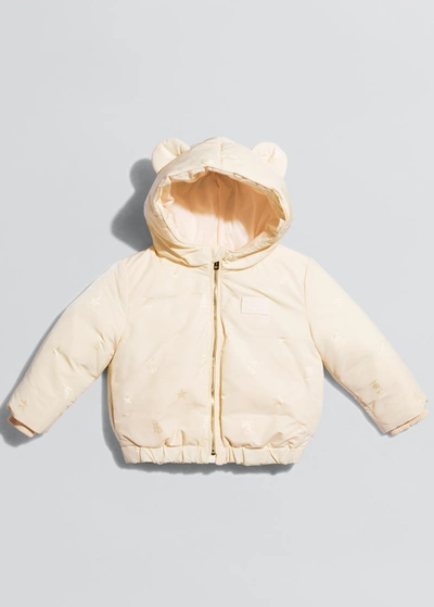Burberry Kids' Girl's Bear Ear Applique Hooded Jacket In Pale Cream Ip Ptt  | ModeSens