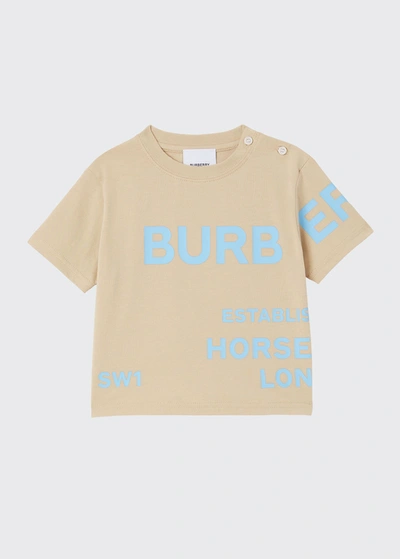 Shop Burberry Boy's Jessy Logo Address T-shirt In Soft Fawn