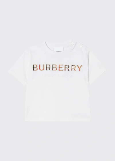 Shop Burberry Girl's Eugene Vintage Check Logo T-shirt In White