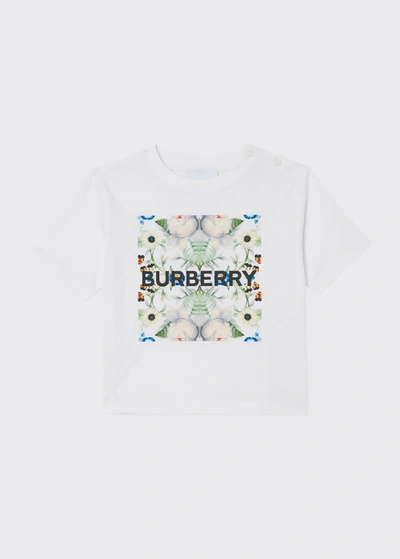 Shop Burberry Boy's Dutch Floral Logo Graphic T-shirt In White
