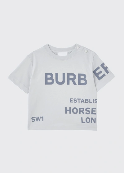 Shop Burberry Boy's Jessy Logo Address T-shirt In Sterling Grey