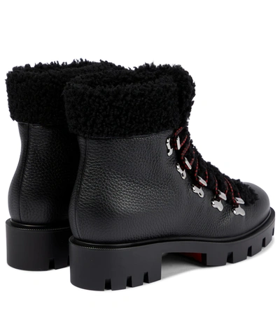 Shop Christian Louboutin Edelvizir Shearling-lined Leather Ankle Boots In Black