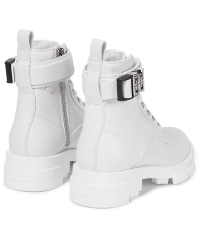 Shop Givenchy Terra Leather Combat Boots In White