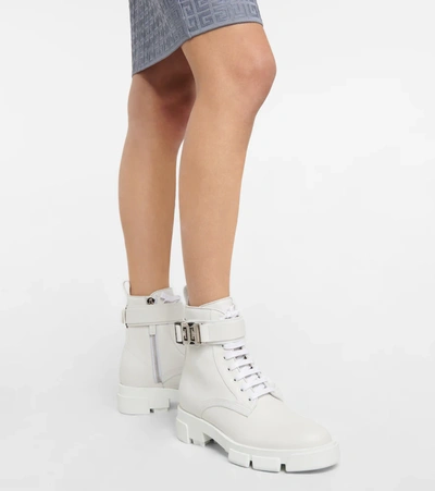 Shop Givenchy Terra Leather Combat Boots In White