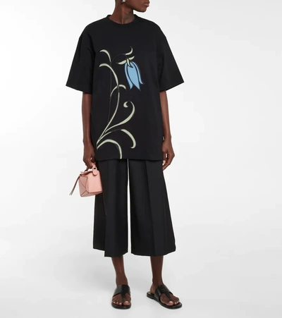 Shop Loewe Bluebell Embroidered Jersey T-shirt In Black