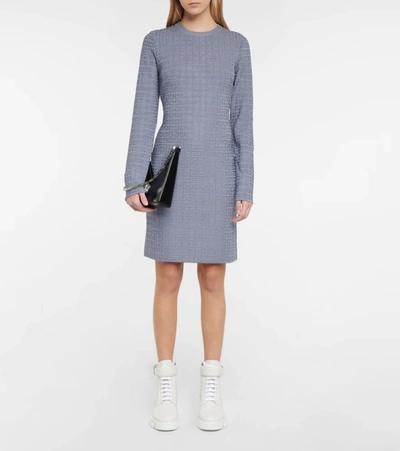 Shop Givenchy 4g Jacquard Knit Minidress In Mineral Blue