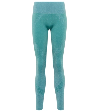 Shop Wolford Metallic-threaded Leggings In Ice Jade Silver